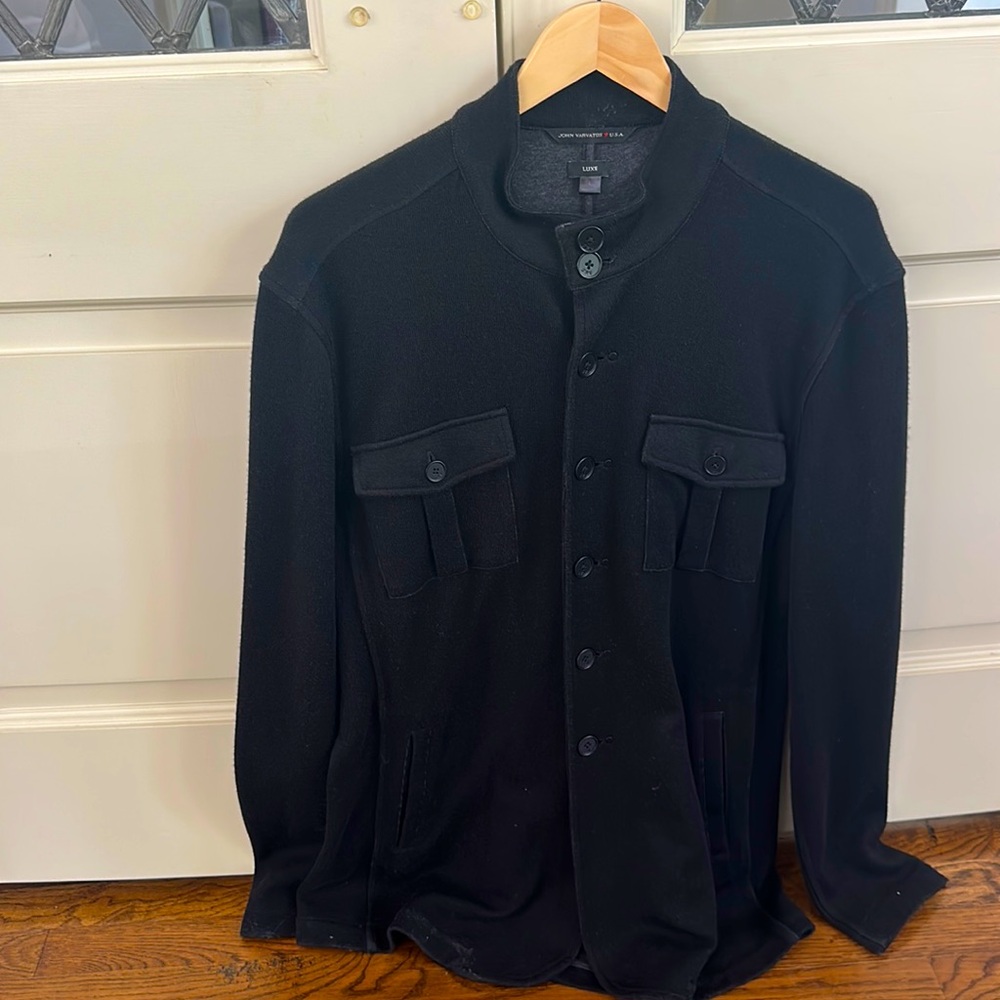 Black John Varvatos Luxe sweater.